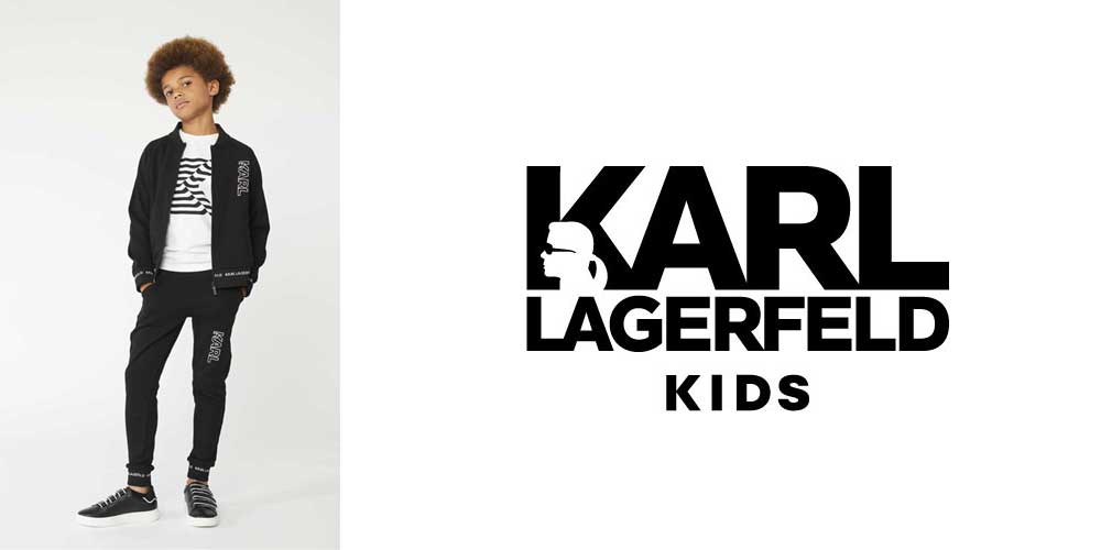 Czarne spodnie dresowe dla szczupłego chłopca, kolekcja Karl Lagerfeld Aw21.